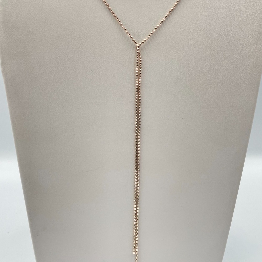 Vintage SAR Rose Gold Tone Multi Strand Beaded Y-Necklace Layered Lariat Boho - Picture 3 of 10